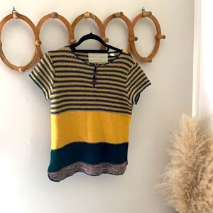 Multi short-sleeve knit sweater Anthropologie